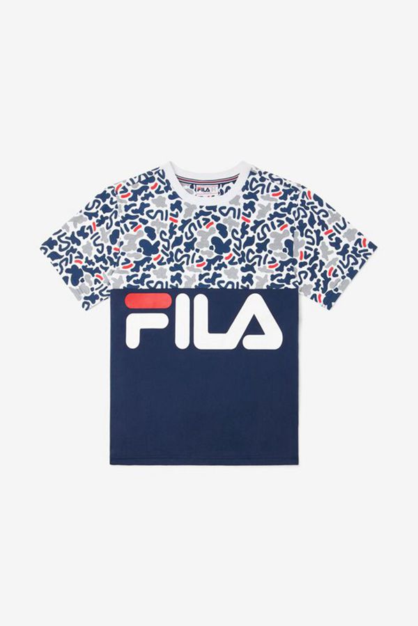 Camisetas Fila Rapaz Azul Marinho - Fila Patterned Logo En Portugal,AFKP-37148